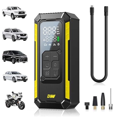DWW Tire Inflator Portable Air Compressor, 150 PSI Cordless Air Pump for Car Tires with Digital Gauge, Auto Shut-Off & LED Light, 5 Preset Modes, Rechargeable Electric Pump for Bike, Motorcycle & Ball - Image 1