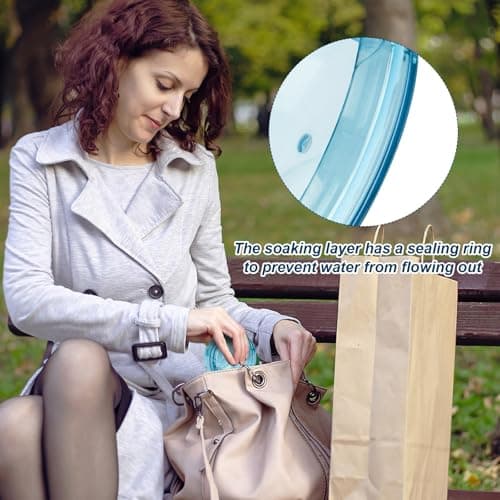 ACSKD Retainer Cleaning Case,Portable No-Leak Denture Cup Case with Dentures Brush Kit, Travel Retainer Cases with Vent Holes for Clear Aligner,Mouth Guards,Night Guard,Dentures (Blue) - Thumbnail 5