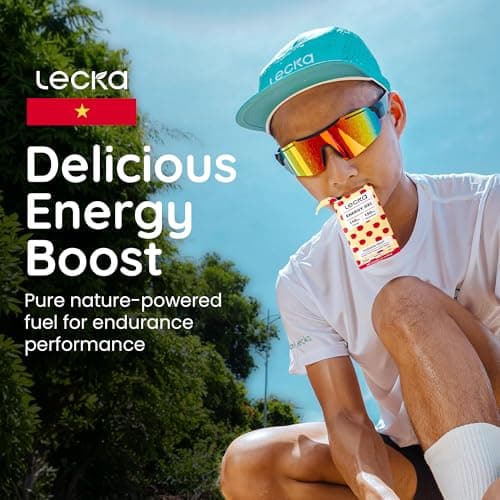 Lecka Natural Energy Gels (12 Pack) – Maltodextrin-Free Running Fuel for Sensitive Stomachs – 27g Carbs from Real Fruit & Basil Seeds – High-Electrolyte Marathon & Ultra (Variety Pack - All Flavors) - Thumbnail 5