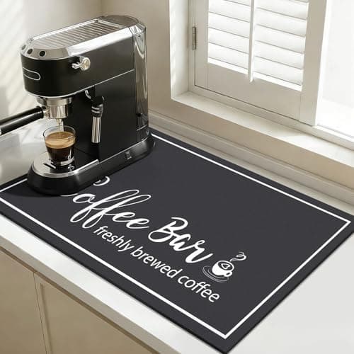 Findosom Dish Drying Mat, 16"x 24" Super Absorbent & Hide Stain Coffee Mat, Cuttable Drying Mat for Kitchen Counter, Coffee Bar Accessories, Under Dish Rack, Coffee Maker, Espresso Machine, Black - Image 1