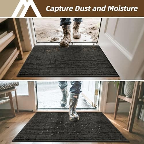 Dirt Trapper Door Mat Non-Slip Washable Entryway Rug,24"x36" Dark Grey - Thumbnail 4
