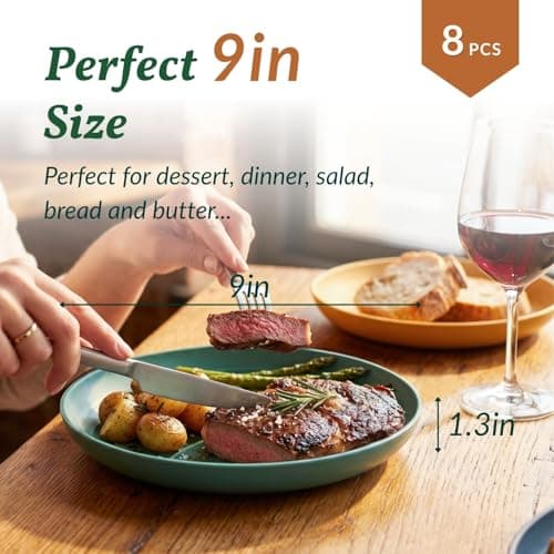 Homienly Deep Dinner Plates Set of 8 Alternative for Plastic Plates Microwave and Dishwasher Safe Wheat Straw Plates for Kitchen Unbreakable Kids Plate Set with 4 Colors (Classic Bright, 9 inch) - Thumbnail 2