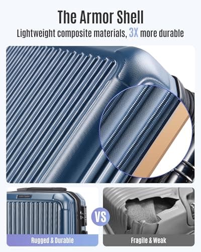 LIGHT FLIGHT Carry On Luggage 22x14x9 Airline Approved, Durable Hard Shell Carry On Suitcases with Wheels, Expandable Hardside Lightweight Travel Luggage with TSA Lock, Royal Blue - Thumbnail 4