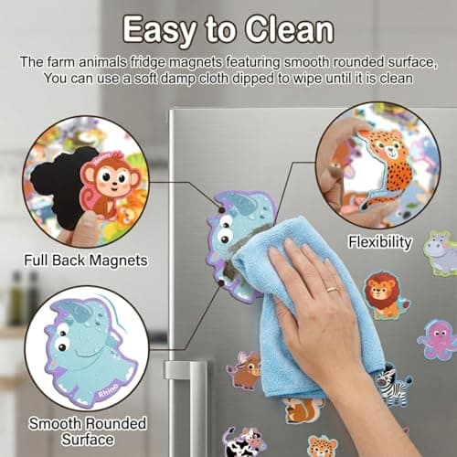 Fridge Magnets,43Pcs Farm Animals Cute Magnets for Refrigerator Whiteboard,Full Back Magnet Animal Magnets Gifts for Girls and Boys - Thumbnail 5