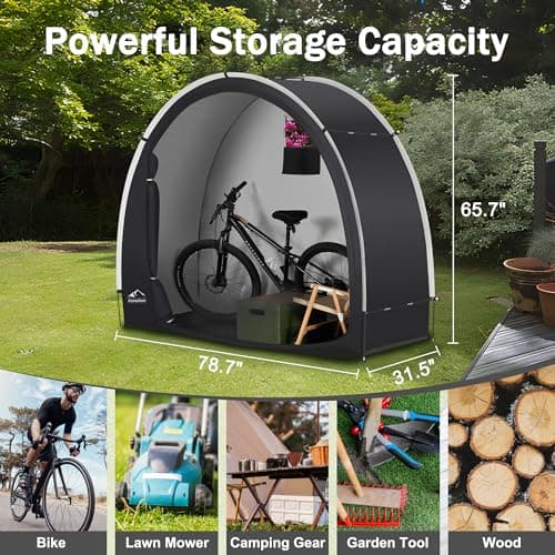 Bike Storage Shed Tent, Waterproof Outdoor Storage Shed for Bicycle, Easy Setup, Portable Storage Tent for Motorcycle,Garden Tools,Lawn Mower - Thumbnail 3