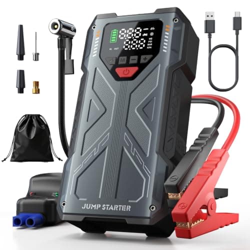 Car Jump Starter with Air Compressor, 4000A 12V Battery Jumper Starter Portable, 150PSI Jump Box Car Battery with Auto-Shutoff Tire Inflator for Vehicles (9.0L Gas / 8.0L Diesel)