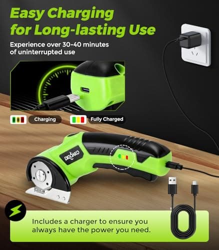 Cardboard Cutter - Rechargeable Cordless Electric Scissors, 4V Duty Electric Box Cutter for Cardboard, Safety Lock & LED Light, Powerful Cutting for Carton Carpet Plastic Fabric Leather - Thumbnail 4