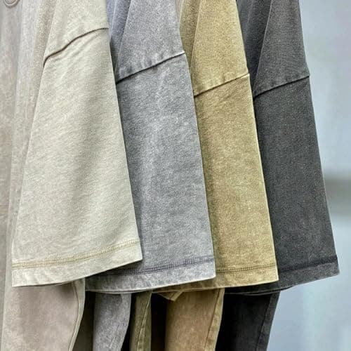 Zukela 4 Pack Brown&Off White&Black&Grey Men's Oversized Vintage Acid Wash Cotton Shirts Unisex Loose Fit Short Sleeve Casual Drop Shoulder Tops Tees 2XL - Thumbnail 2