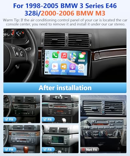 Wadpon 8Core Android Stereo for BMW 325i E46 328i 1998-2005 Radio for BMW M3 2000-2006 Wireless Apple CarPlay Android Auto, 4G + 64G 9IN IPS Touch Screen for 330i 5G WiFi/GPS Navi/BT/FM/RDS/DSP/EQ/SWC - Thumbnail 2