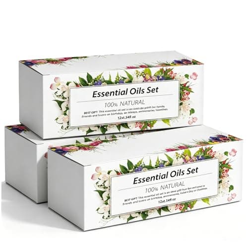 Essential Oils Set, 12 Scents, 10 ML Bottles, Lavender, Lemon, Rose, Jasmine, Vanilla, Sandalwood and More, for Humidifiers, Diffusers, Aromatherapy