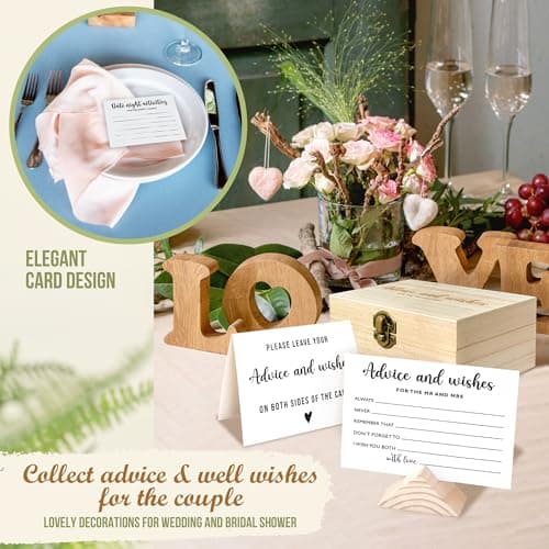 STOFINITY Advice And Wishes For The Mr And Mrs - Wedding Advice Cards For Bridal Shower Decorations, Hilarious Bridal Shower Games, Advice For The Groom And Bride Box, Wedding Games For Reception - Thumbnail 3