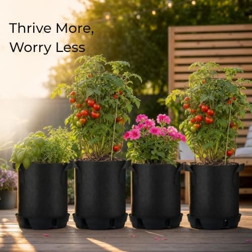 4Pcs Self-Watering Fabric Pot Base for 5 Gallon Grow Bag, 12.6" Self-Watering Pot Base Plant Saucer with Natural Hemp Rope, Auto-Irrigation System for Indoor Outdoor Greenhouses Grow Tents Gardens - Thumbnail 2