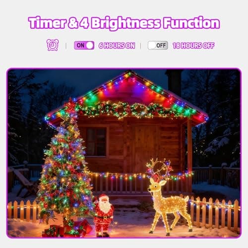 AHAWILL String Lights for Christmas Decor,LED RGB Classroom Lights, Waterproof Fairy Lights Indoor for Christmas Decor,Dimmable,8 Modes,Valentine's Day Home Decorations (166ft) - Thumbnail 6