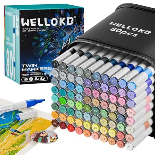 80 Colors Dual Acrylic Paint Markers, Fabric Markers, Brush Permanent Paint Pens for Wood, Glass, Rocks, Paper, Coloring Book, Ceramic, DIY Crafts, Art School Supplies