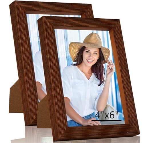 WTAQR 4x6 Picture Frame for Wall Hanging or Tabletop Display,Wall Mounting Horizontally or Vertically,Photo Frame with HD Plexiglass for Photos, Posters & Art Prints,Coffee Frame,2 Pack - Image 1