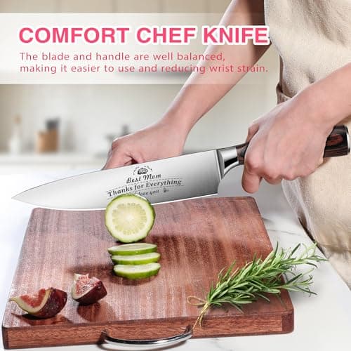 Plys Chef Knife for Kitchen 8 Inches: High Carbon Stainless Steel Meat Cutting Chefs Knives with Wood Handle - Thumbnail 4