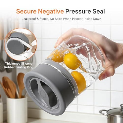 NUZEAK Airtight Coffee Bean Storage Container with Silicone Ring, Twist Seal Glass Storage Jars with lids, 500ml/17oz Wide Mouth Food Jars & Canisters for Coffee Grounds, Creamer, Candy, Flour Sugar - Thumbnail 5