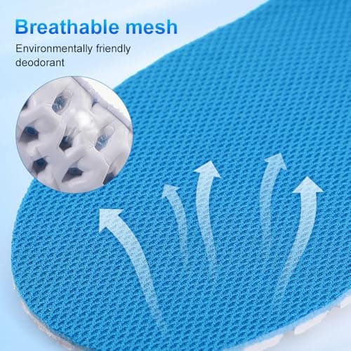 XINIFOOT 3 Pairs Elastic Shock Absorbing Shoe Insoles Breathable Honeycomb Sneaker Inserts Sports Shoe Insole Replacement Insoles for Men (Blue) - Thumbnail 5