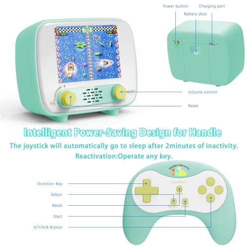Handheld Game Console, Retro Handheld Game Console with 2.8-inch LCD Screen,Featuring 216 Single-Player Games and 84 Two-Player Games, Suitable for Children and Adults - Thumbnail 6
