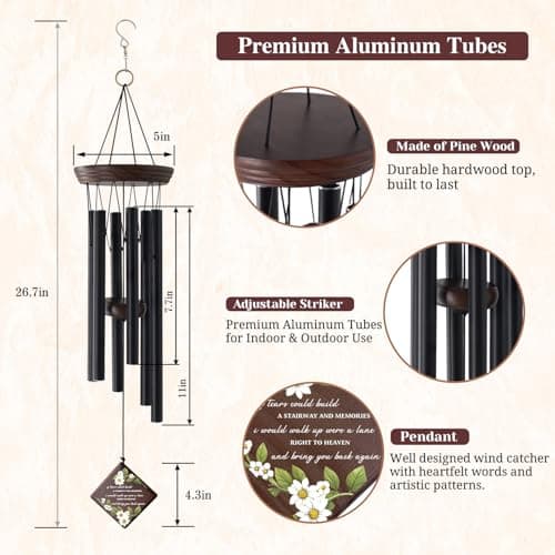ASTARIN Wind Chimes for Outside, Memorial Wind Chimes Sympathy Wind Chimes for Loss of Loved One Tree of Life Memorial Wind Chime Bereavement Condolence Gifts for Loss of Mother Father Husband - Thumbnail 3
