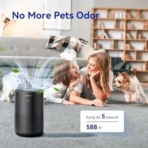 Air Purifiers for Home Bedroom,KQLKJ H13 True HEPA Air Purifier with Fragrance Sponge for Better Sleep, Pollen, Smoke, Dusts, Pets Dander, Odor, Small Air purifier for Office,Dorm Room(Black) - Thumbnail 2