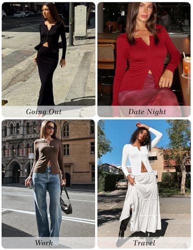 Gleeneat Cardigan Sweaters for Women Long Sleeve Button Down Up Going Out Tops Ribbed Knit Lightweight Cropped Cute Summer Shirts Fall Spring Cardigans 2026 Trendy Fashion Clothing Clothes Outfits - Thumbnail 2
