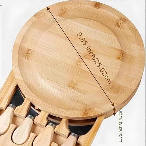 Charcuterie Boards Gift Set - Premium Bamboo Cheese Board Set with 4 PCS Knife Set, Serving Plates Housewarming, Wedding,Christmas Charcuterie Board, Hostess Gifts - Thumbnail 4