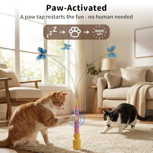 JoyBruko Interactive Cat Toys for Indoor Cats, Automatic Cat Wand Toy Enrichment for Bored Kitten, Spin Butterfly with Self-Holding Suction Base, Rechargeable Electric Moving Feather Stimulating Toy - Thumbnail 3