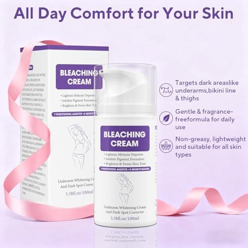 Skin Bleaching Cream, Dark Spot Remover for Face and Body, Hyperpigmentation Relief, Skin Lightening Cream with Vitamin C for Intimate Areas, Underarms, Knees, Elbows & Bikini Line, 3.38fl.oz - Thumbnail 4
