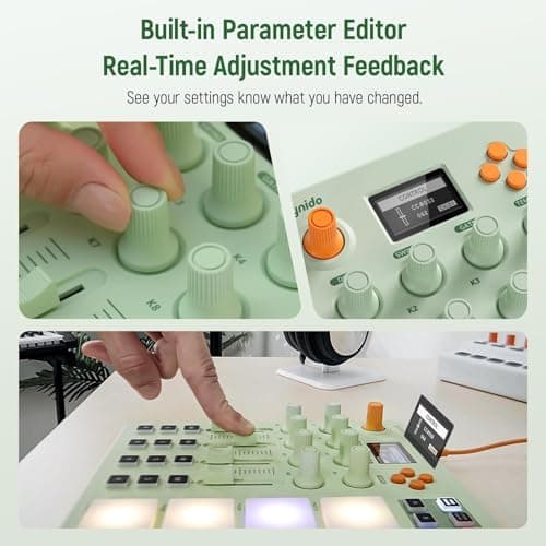 Midi Pad Controller, Portable Beat Maker Machine with Drum Pads, Beginners Beating Pad Velocity Sensitive, LED Display for Music Production (Wireless MIDI) - Thumbnail 3