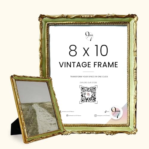 97 Decor 8x10 Vintage Picture Frame - Antique 8x10 Picture Frame Green, Elegant Antique Frames 8x 10, Fancy 8 X10 Frames For Wall Hanging - Image 1