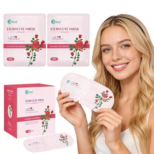 Ditoi Steam Eye Mask, Heated Eye Mask for Dry Eye Relief,Warm Compress with Hyaluronic Acid,Christmas Stocking Stuffers,Travel Essentials & Relaxation Gifts,Rose 20 Packs - Image 1