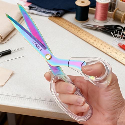 scissors all purpose, Titanium Coated Blades and Ergonomic Clear Handle, Clear Scissors For Office Desk, Modern Design for Craft, Sewing, fabric,Office/Color - Thumbnail 4