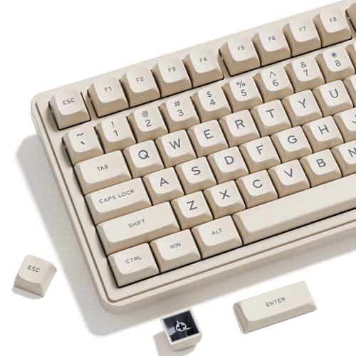 OHY XVX Creamy PBT Keycaps -Tofu Block Themed 132 Keys MDA Profile Doubleshot Keycap Set | Universal Compatibility for MX-Style Switches Mechanical Keyboards-Creamy White - Image 1