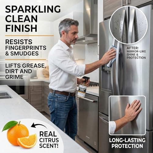Thirteen Chefs Stainless Steel Cleaner and Polish for Fridge, Oven, Cooktop, Kitchen Appliances, BBQ and Ranges – 16oz - Thumbnail 2