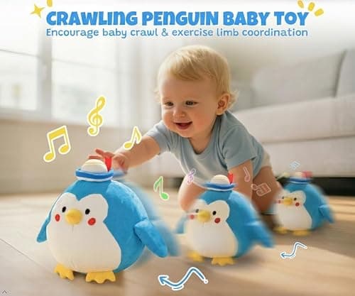 Crawling Penguin Baby Toy with 48 Songs & Record– Interactive Musical Plush Toy for Babies 6-12 Months, USB Rechargeable Dancing Stuffed Animal, Sensory Toy for Toddlers 1-3, Baby Birthday Gift - Thumbnail 3