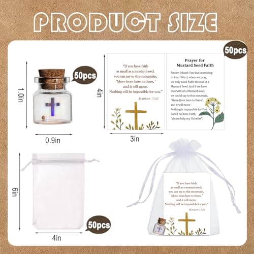 Bulk 50 Have a Little Faith Card Christian Gifts for Women, School Church Wedding Baptism Unique Christian Religious Inspirational Gifts for Women Men(Cross-50) - Thumbnail 4
