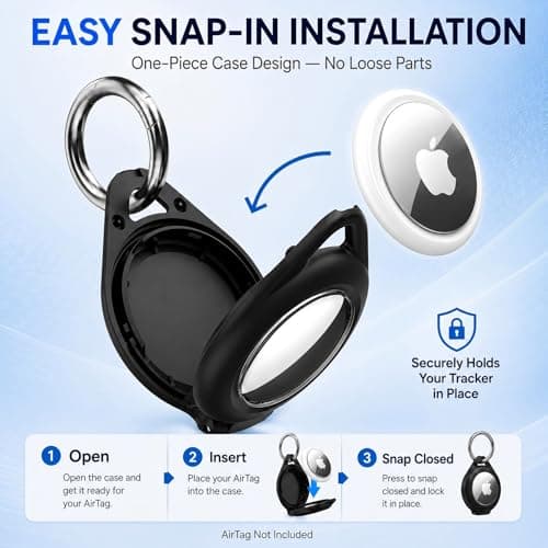 typecase AirTag Holder 4 Pack, Waterproof AirTag Keychain Case Compatible with Apple AirTag, Durable Protective Cover with Key Ring for Keys, Luggage, Backpack, Pet Collar and Bags, Black - Thumbnail 3