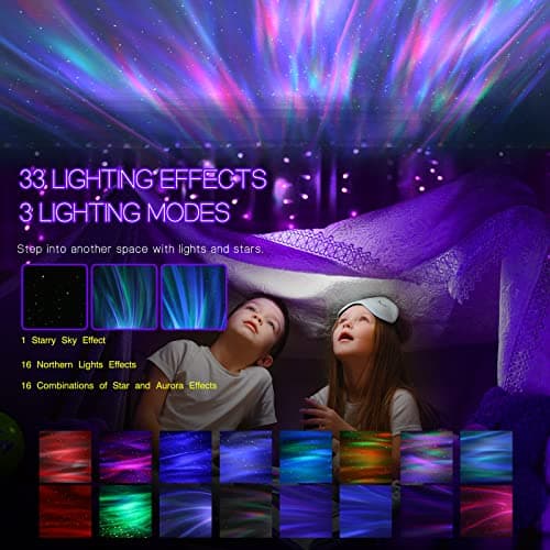 Northern Galaxy Light Aurora Projector with 33 Light Effects, LED Star Projector for Bedroom Nebula Lamp, Remote Control, White Noises, Bluetooth Speaker for Parties - Thumbnail 3