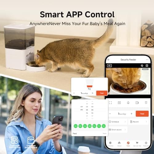 TENECUTE Automatic Cat Feeder with Camera, 6L Cat Food Dispenser, Scheduled Auto Pet Feeder, Smart App Remote Monitoring with Night Vision, 5G/2.4G WiFi, Low Food Alerts,2-Way Audio - Thumbnail 5