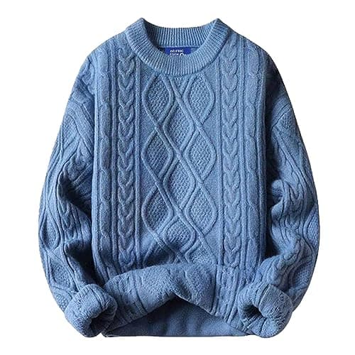 Aelfric Eden Oversized Sweater 90s Vintage Cable Knit Long Sleeve Women Heavy Crewneck Pullover Blue