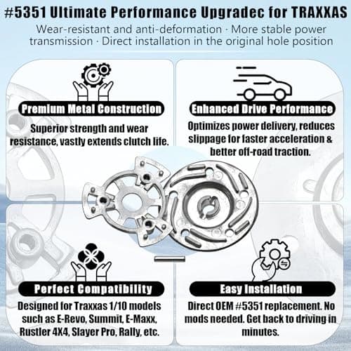 5351 Slipper Pressure Plate and Hub for TRAXXAS 1/10 Vehicles (E-revo, Summit, E-Maxx), Direct-fit OEM Replacement for #5351, Wear-Resistant Slipper Hop-up Parts Limiting Sliding for RC Car - Thumbnail 3