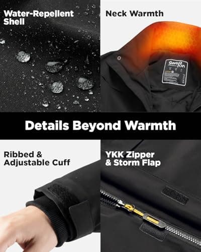 InoKraft Heated Jacket for Men with Rechargable Battery Pack Included, Men's Heated Winter Coat with Water-Resistent Shell (USB-C Charging Cable Included), Size XXX-Large - Thumbnail 4