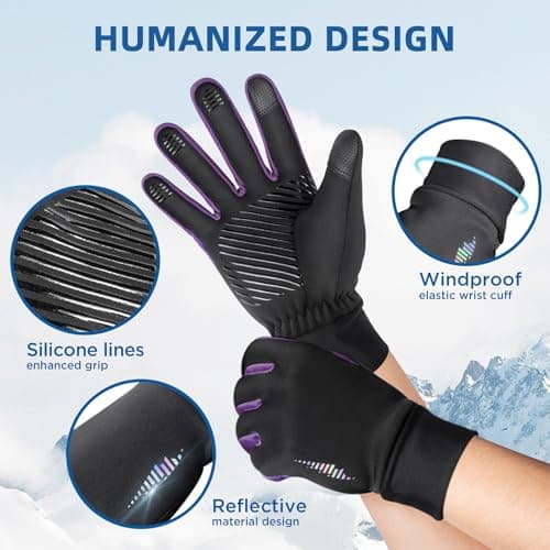 SIMARI Kids Winter Gloves with Touchscreen, Warm Thermal, Water-Resistant, Windproof for Boys Girls Toddler, Gloves for Cold Weather Running Cycling Snow Skiing Hiking Football Rugby Camping, Purple - Thumbnail 5
