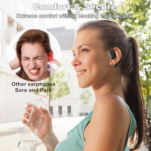 Sainellor 2025 Latest Open-Ear Air Conduction Headphones, 56H Playtime Bluetooth 5.2 Wireless Earbuds, IPX5 Waterproof Sport Earphones, Touch Control, Noise Isolating Running Headset (Black) - Thumbnail 3
