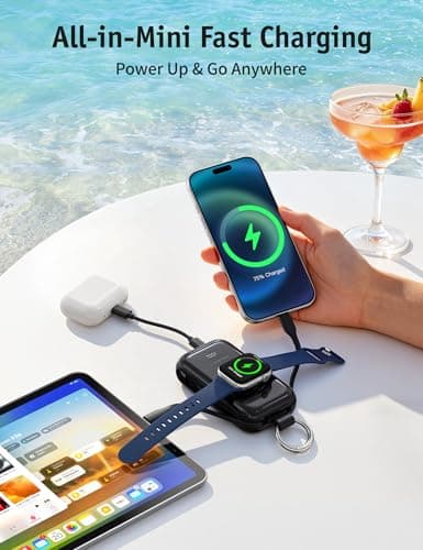 RORRY CharmGo Portable Charger 45W Fast Charging, 10000mAh Keychain Power Bank with Built-in Cables, Battery Pack for iPhone 17/16/15/14/13/12/11 Pro/Max and Apple Watch Ultra/11/10/9/SE, iPad - Thumbnail 2