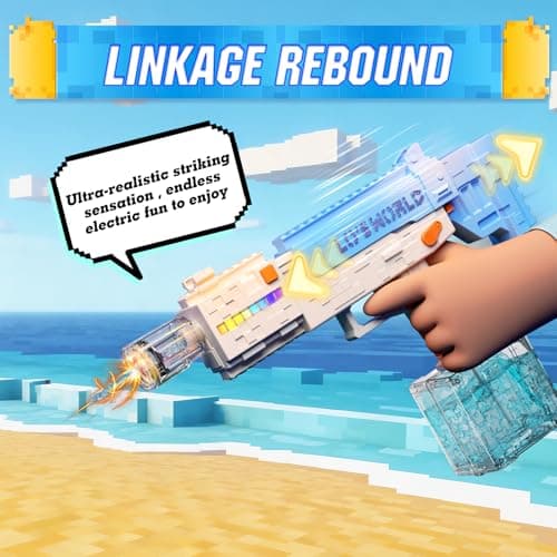 Electric Water Gun for Adults Kids, Automatic Squirt Gun Water Blaster Soaker with LED Flashing Lights, Perfect Summer Outdoor Pool Beach Party Toys for Boys Girls (Blue) - Thumbnail 3