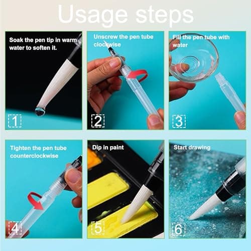 2 Pcs Watercolor Workbooks, Coloring Book Beginner Friendly Painting Kit, 12 Different Patterns of Original DIY Designs, 48 Colors Watercolor Paint Set with Palette and Brush - Thumbnail 6