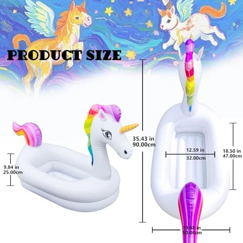 KUCDBUN Dog Pool Float, Funny 6-in-1 Inflatable Dog Floats for Pool, Pet Floatie Raft for Small Dogs, Puppy and Doggies, White Unicorn - Thumbnail 2