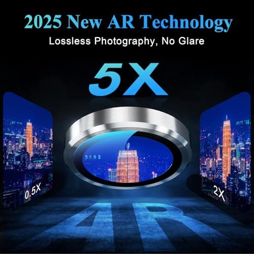 YWXTW Camera Lens Protector for iPhone 17 Pro/iPhone 17 Pro Max, [1 Step Installation Tray] Tempered Glass Screen Protector Metal Individual Camera Cover Accessories Case Friendly (Silver) - Thumbnail 4